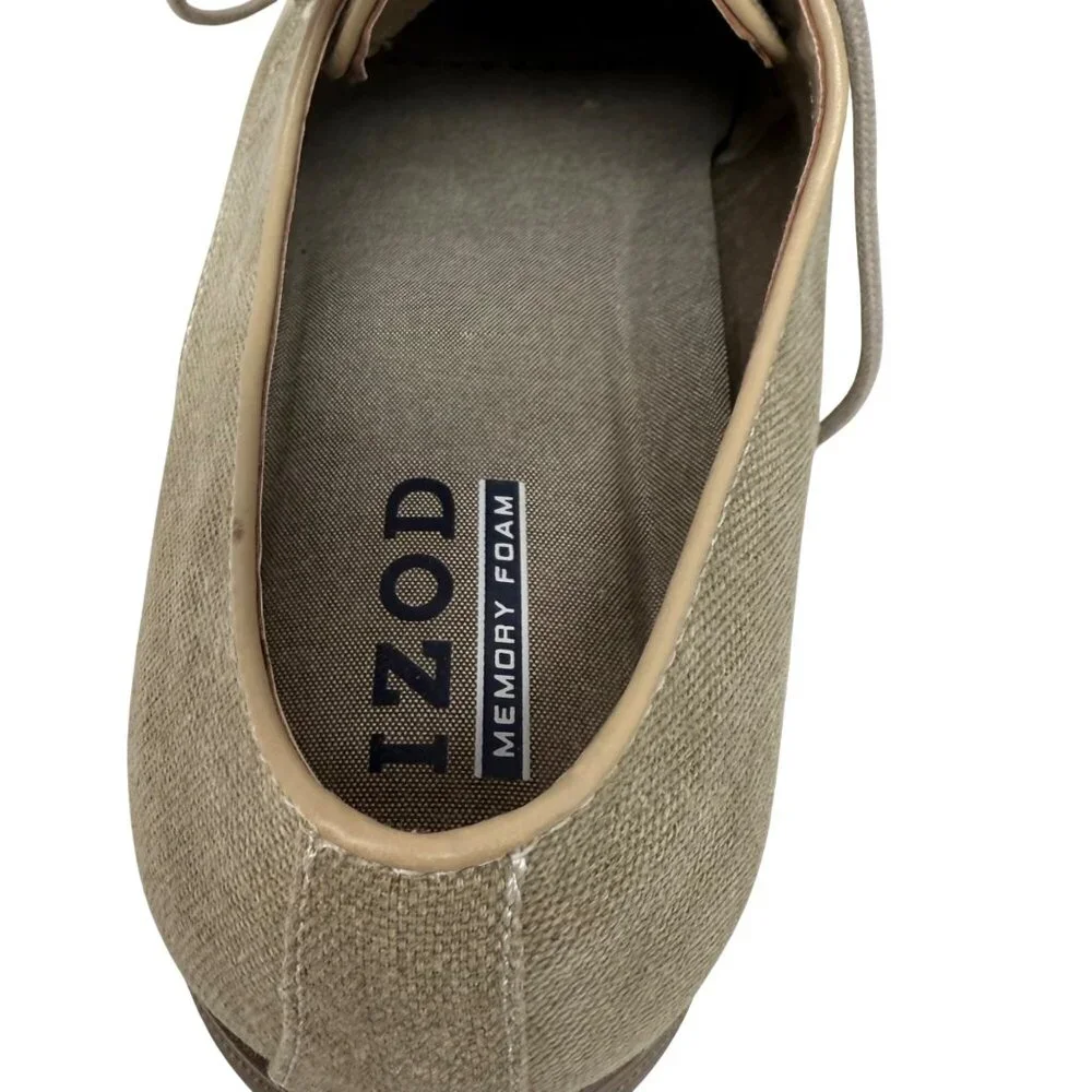 Izod Mens Image Natural Tan Beige LInen Oxford Shoes 13M Memory Foam Fabric‎